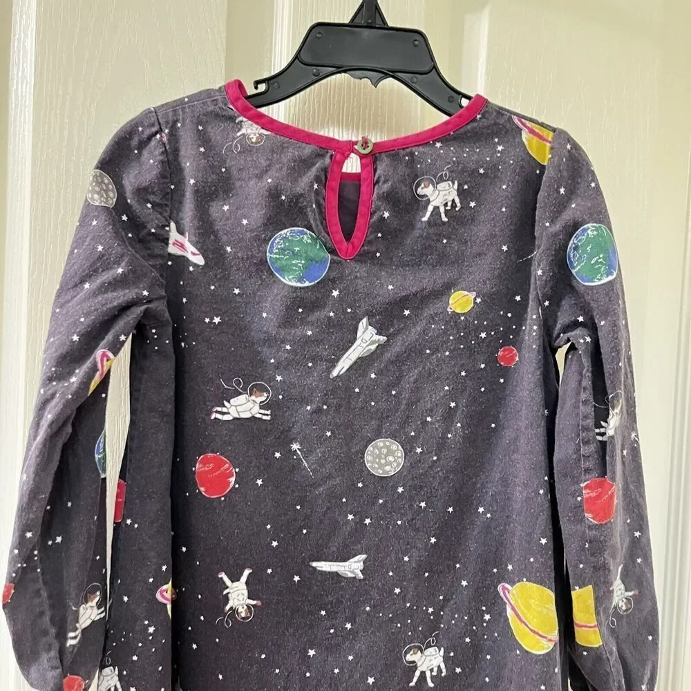 Mini Boden Sprout in Space Tunic Dress Space Dogs Planets Girls Size 5-6